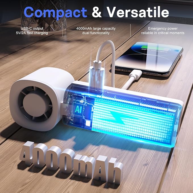 Personal Handheld Fan, Portable 3-in-1 High-Speed Turbo Fan - Image 4