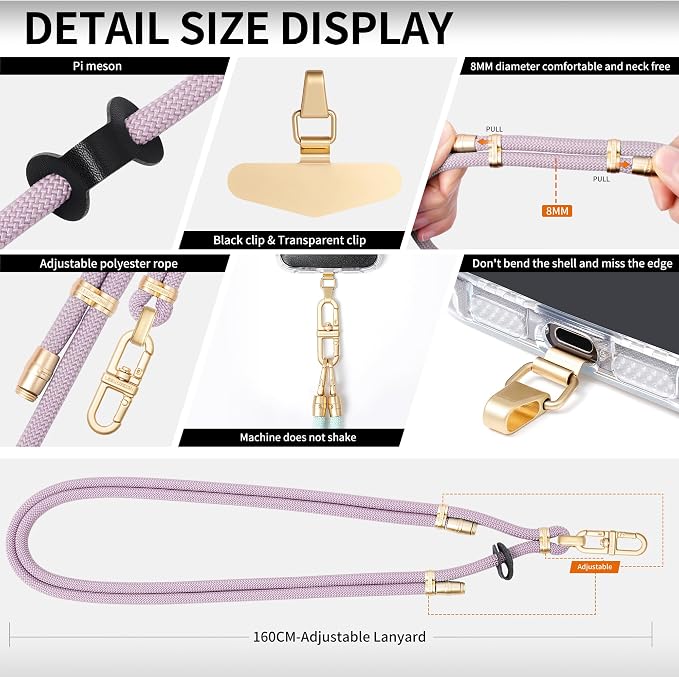 Adjustable Anti-Theft Phone Lanyard - 8mm Mountain Climbing Rope Neck & - Image 7