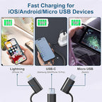 USB to USB-C Lightning Micro-USB Cable Combo 3 in 1 Coiled Cable Support - Image 2