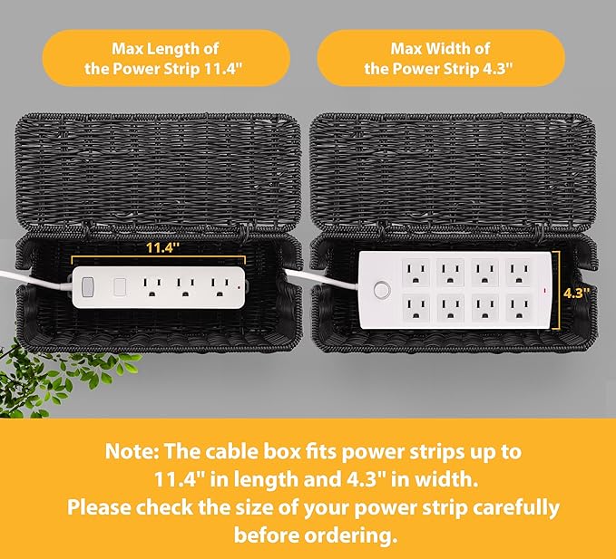 Handmade Cable Management Box, Imitation Rattan Cord Organizer Cord Hider Box - Image 6