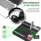 Audio Mixer 8 Channel Sound Mixer Console, Professional Music Mixing Board DJ - Image 4