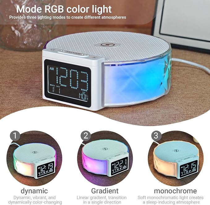 Alarm Clock with Fast Wireless Charging 15W, Digital Alarm Clock Night Lamp - Image 2