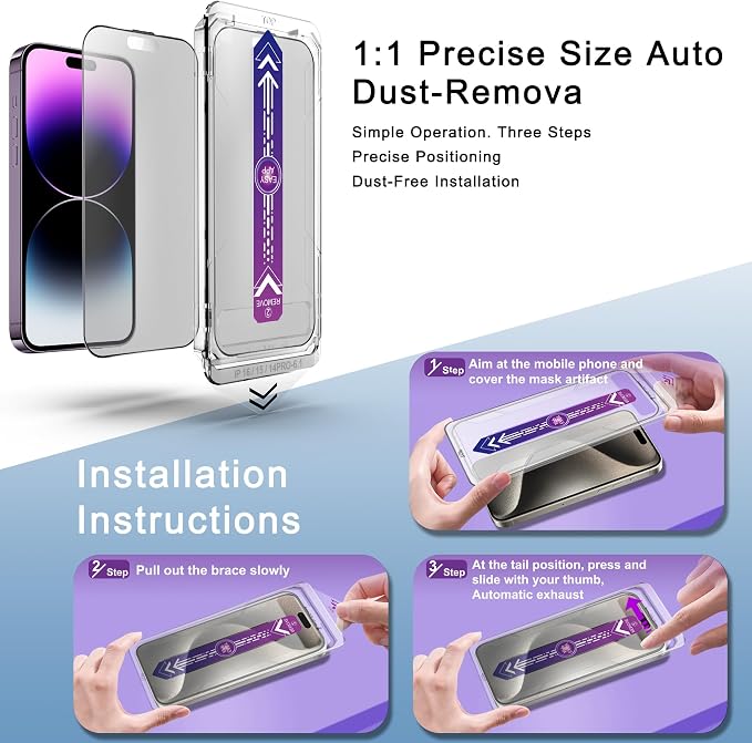 2 Pack Matte Screen Protector for iPhone 16 Plus and iPhone 15 Plus and iPhone - Image 3