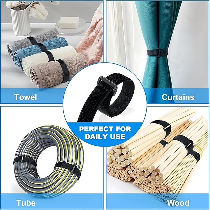 64ft 1.5 Inch Wide Cable Straps, Jumpso Adjustable Fastening Hook and Loop - Image 5