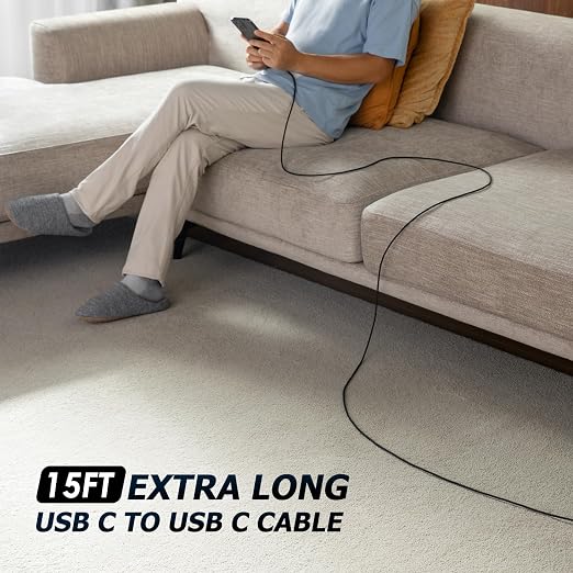 Extra Long USB C to USB C Cable 15FT 2Pack 100W, USB C Charger Cable Fast - Image 5