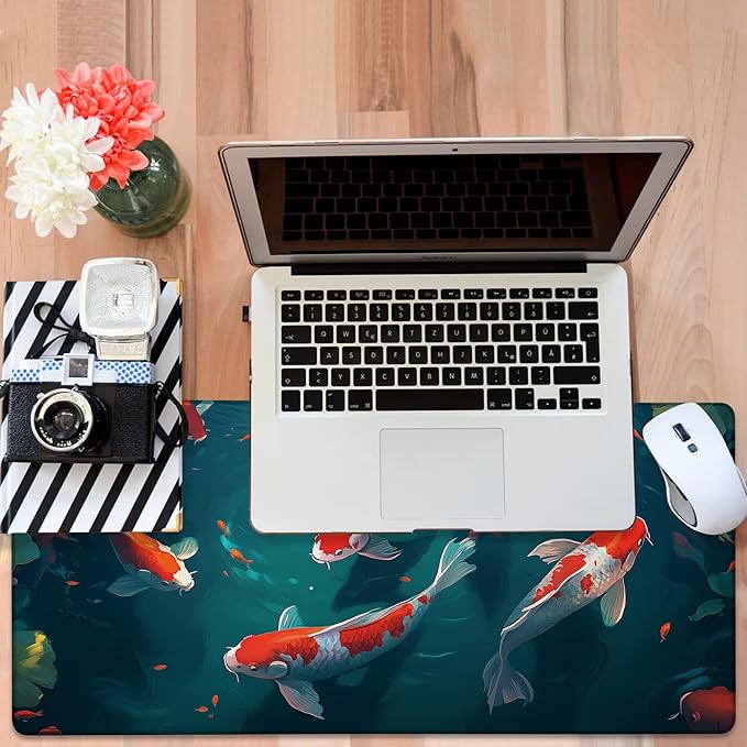 Large Mouse Pad Koi Fish Gaming Desk Pad Computer Keyboard Non-Slip Waterproof - Image 6