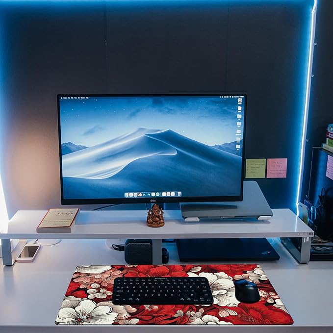 Desk Pad, Retro Red Floral Large Gaming Mouse Pad, 31.5"x15.7" Extended Big - Image 6