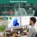 Dual Monitor Stand Riser, 41.5'' Extra Long Wood Monitor Stand Desktop Organizer - Image 5