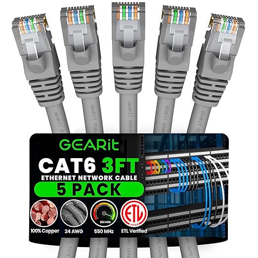 GEARit Cat 6 Ethernet Cable Cat6 Network Patch, Snagless Cord, Internet by GEARit