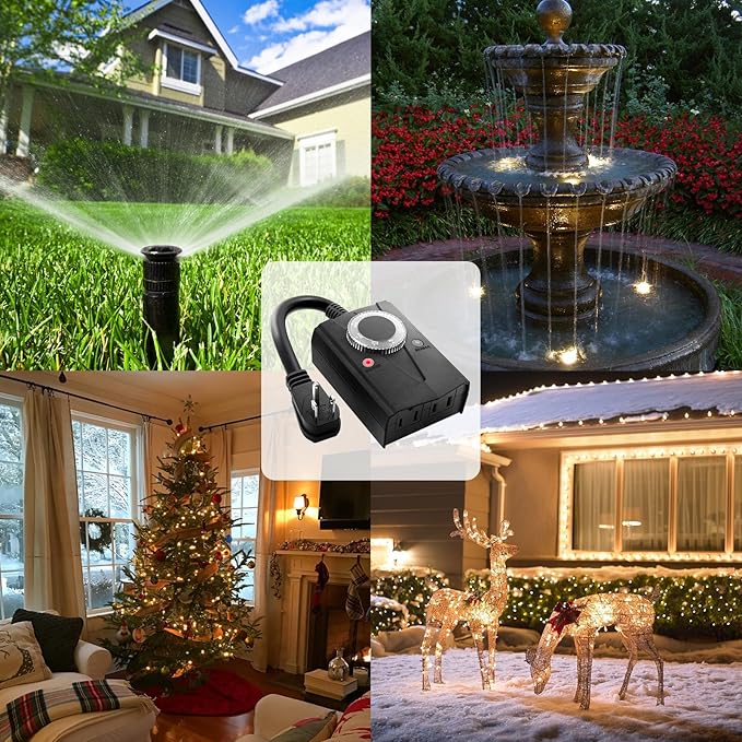 Brightown Outdoor Light Sensor Timer Waterproof, Mechanical Plug in Timer Switch - Image 6