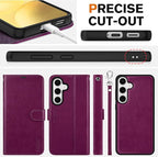 TUCCH Case Wallet for Galaxy S25 Plus, 2 in 1 Magnetic PU Leather Wrist Strap - Image 8
