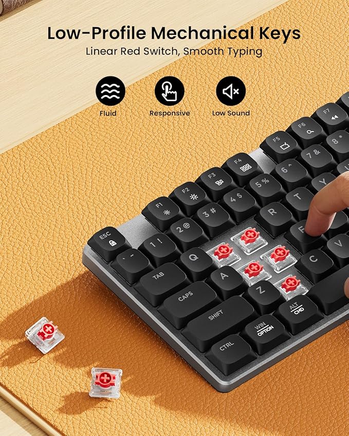 ProtoArc Mechanical Keyboard and Mouse, KM310 Wireless Rechargeable Aluminum - Image 2