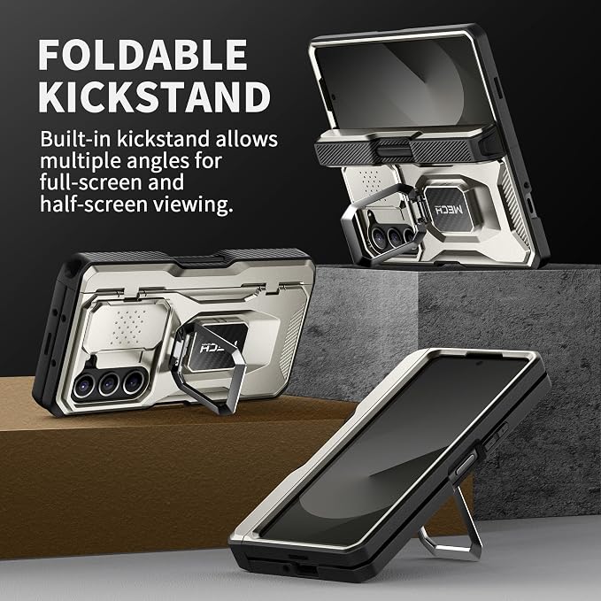 TONGATE for Z Fold 6 Case with Ring Stand, Built-in S Pen Holder & Glass Screen - Image 6