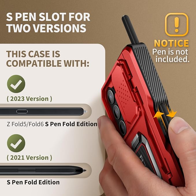 TONGATE for Z Fold 6 Case with Ring Stand, Built-in S Pen Holder & Glass Screen - Image 6