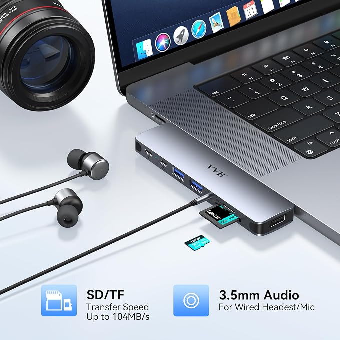 USB C Adapter for MacBook Pro Air M1 M2 M3 2021 2020 2019 13" 15" 16", USB C - Image 6