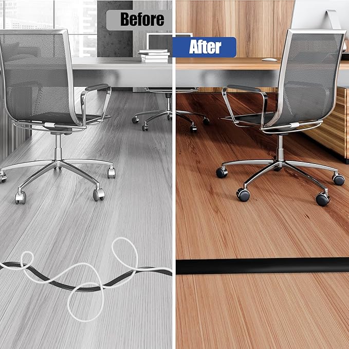 Floor Cord Cover Cavity 0.8"x0.37" Self Adhesive Cord Hider, 3.3FT Low Profile - Image 5
