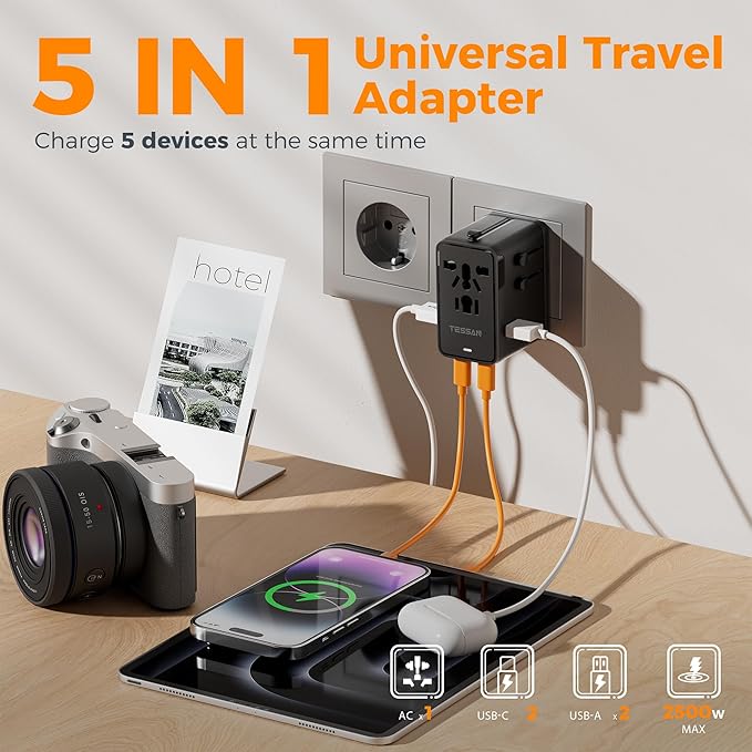 TESSAN Universal Travel Adapter, 65W International Power Adapter - Image 4
