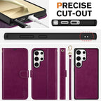 TUCCH Case Wallet for Galaxy S25 Ultra, 2 in 1 Magnetic PU Leather Wrist Strap - Image 8