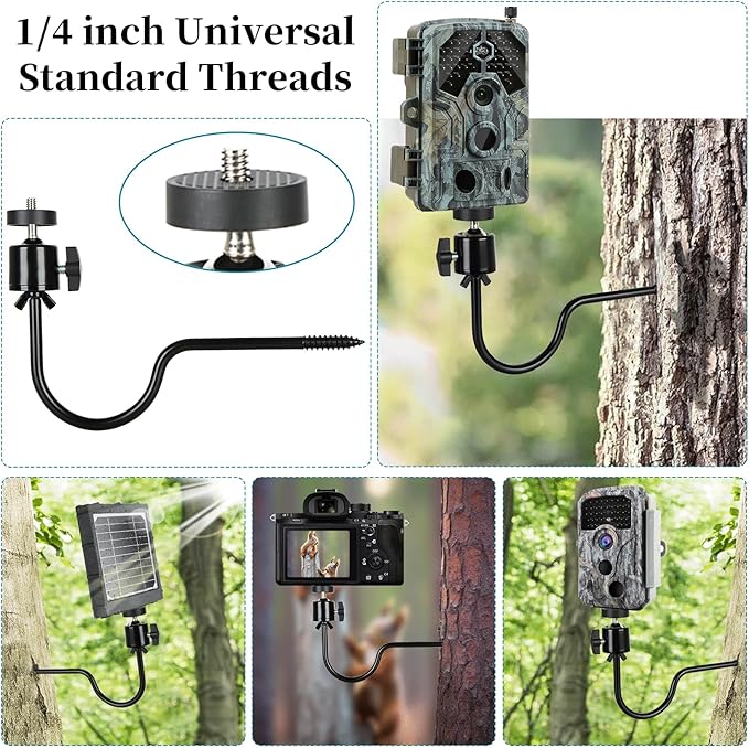 3 Pcs Trail Camera Tree Mount, 1/4 in Screw, 360° Adjustable Screw Security Cam - Image 6
