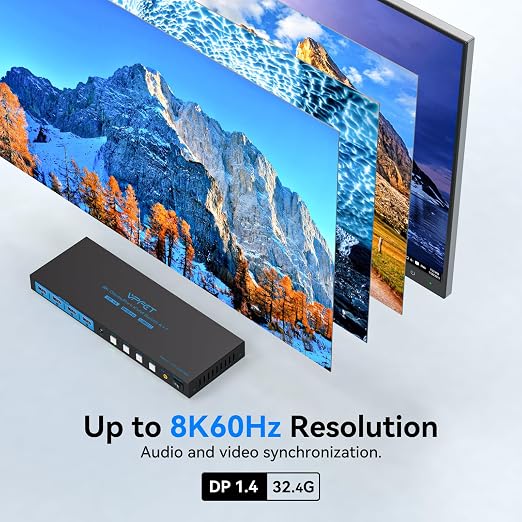 8K@60Hz DisplayPort KVM Switch 4 Computers 1 Monitor USB3.0 4K120Hz 4 Ports DP - Image 5