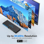 8K@60Hz DisplayPort KVM Switch 4 Computers 1 Monitor USB3.0 4K120Hz 4 Ports DP - Image 5