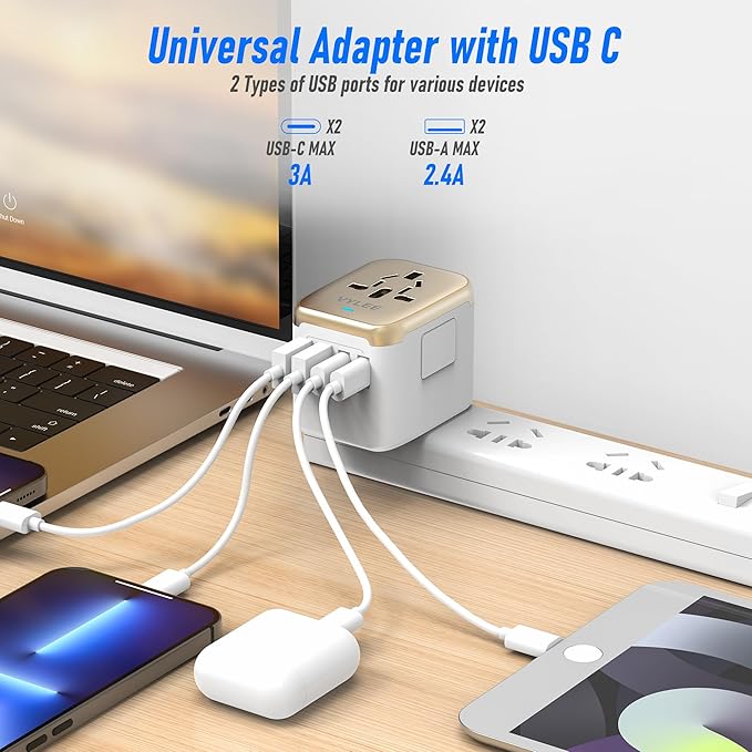Universal International Power Travel Plug Adapter, 5 in 1 European Travel Plug - Image 2