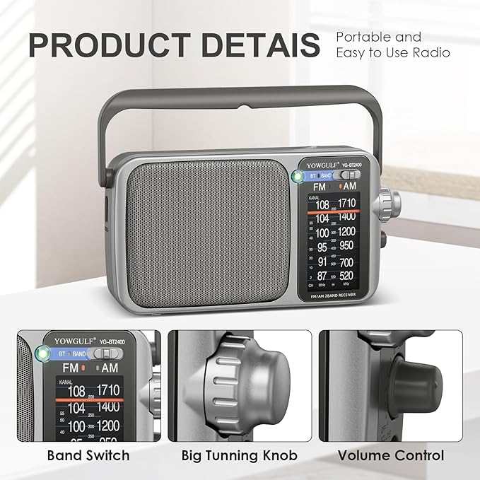 YOWGULF AM FM Radio with Best Reception, Battery Operated Radio or AC Power - Image 2