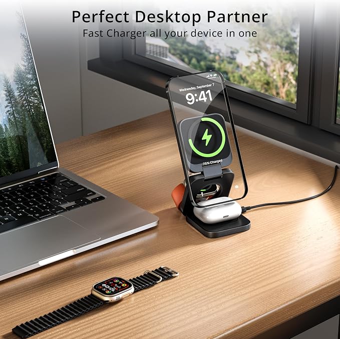 3-in-1 Wireless Charger Stand, LULULOOK 15W Magnetic Charger Wireless Fast - Image 6