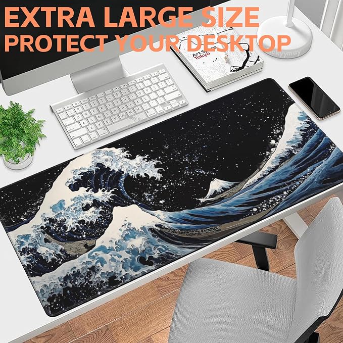 Mouse Pad Large Wave in The Night Sky Non-Slip Game Desk Mat - Image 6