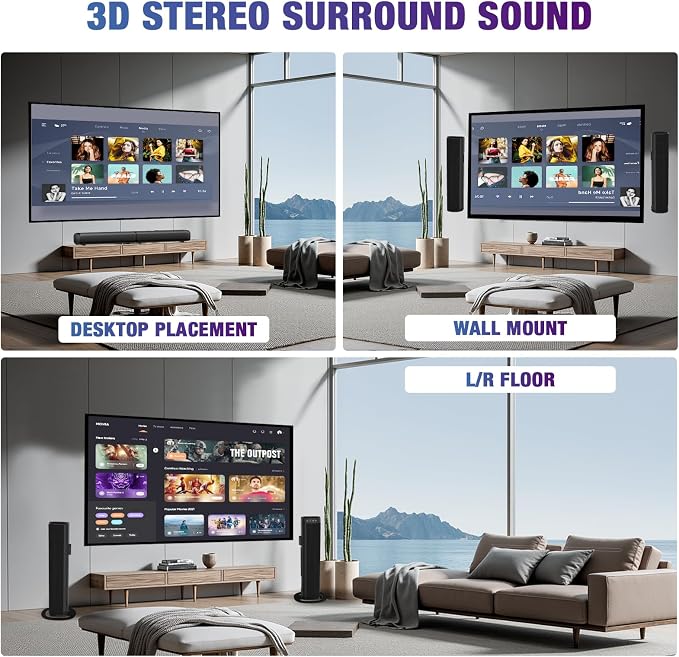 Sound Bar, 100W Sound Bar for Smart TV, 2 in 1 Detachable Home Speaker Bass - Image 7