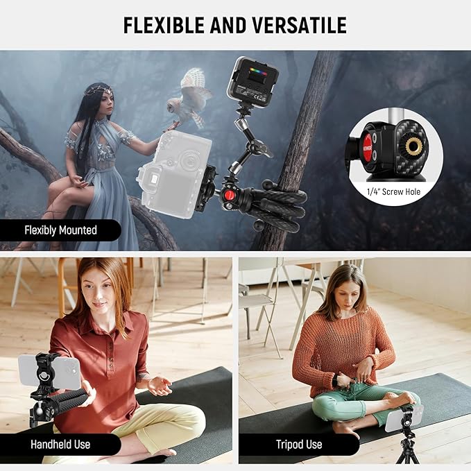 NEEWER Flexible Tripod with Remote, Mini Camera Phone Tripod Stand with Hidden - Image 2