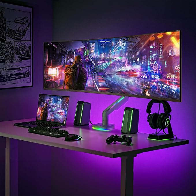 AVLT RGB Lights Single 17”-49” Gaming Monitor Arm Desk Mount, Fits One - Image 8