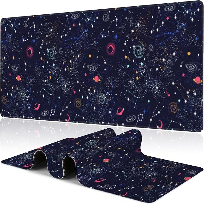 Space Galaxy Constellation Desk Mat, Large Milky Way Galaxy Space Gaming by NIYLYNSYN