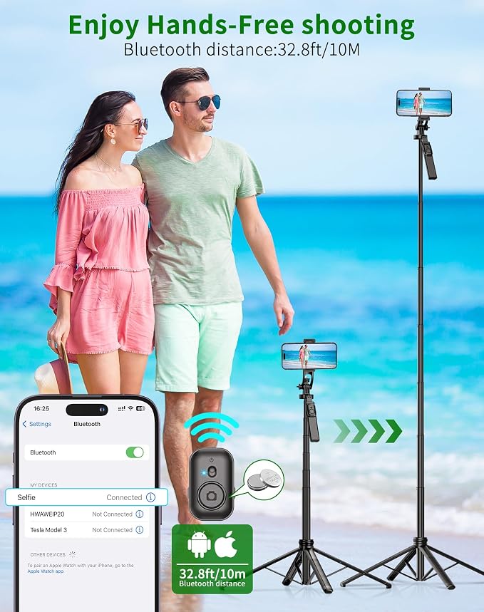 71" Cell Phone Tripod & Selfie Stick, - Image 4