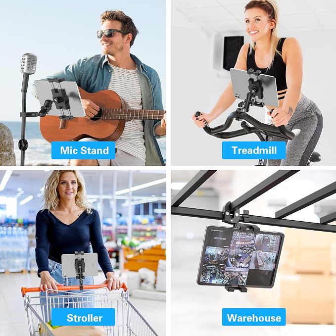 Treadmill Tablet iPad Holder, Aluminum Indoor Exercise Bike Handlebar Mount - Image 8