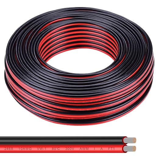 10 Gauge Wire 200FT Tinned Copper Wire-2 Conductor Parallel Wire Insulated by Shirbly