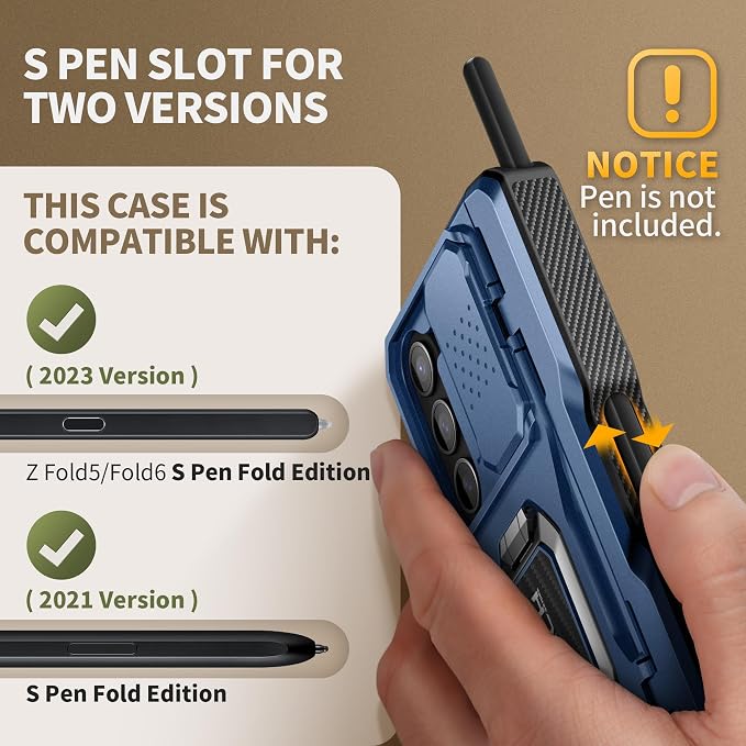 TONGATE for Z Fold 6 Case with Ring Stand, Built-in S Pen Holder & Glass Screen - Image 7