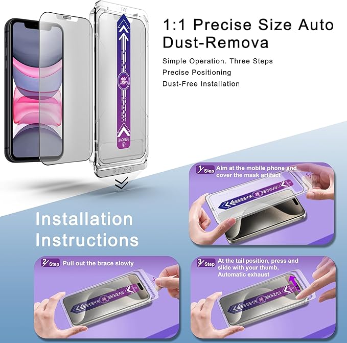 2 Pack Matte Screen Protector for iPhone 11 and iPhon XR 6.1-Inch Auto Dust - Image 3