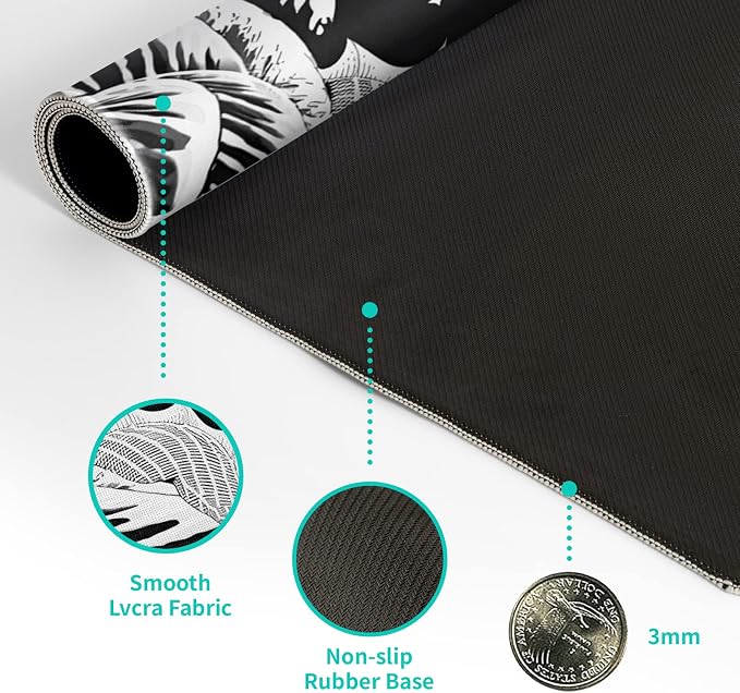 Black and White Japanese Wave Dragon Gaming Mouse Pad - Image 8