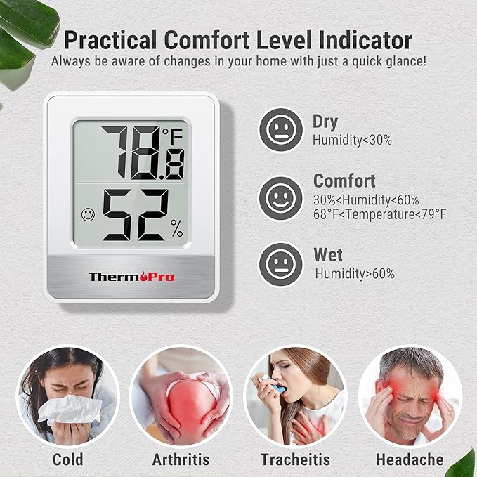 ThermoPro TP49 4 Pieces Digital Hygrometer Indoor Thermometer Humidity Meter - Image 3