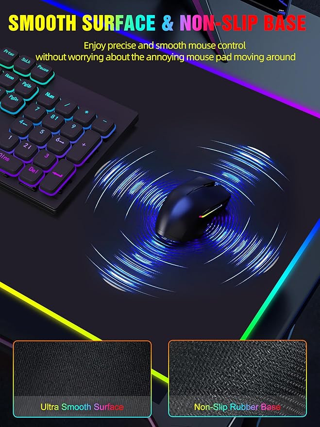 TopMade Wireless Charging RGB Mouse Pad, Waterproof Gaming Desk Pad - Image 4