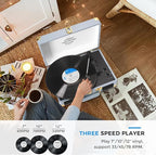 Vinyl Record Player 3-Speed Bass Control Bluetooth Suitcase Portable - Image 7