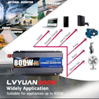 LVYUAN 800 Watt Pure Sine Wave Power Inverter 12V to 110V120V DC to AC Converter - Image 6