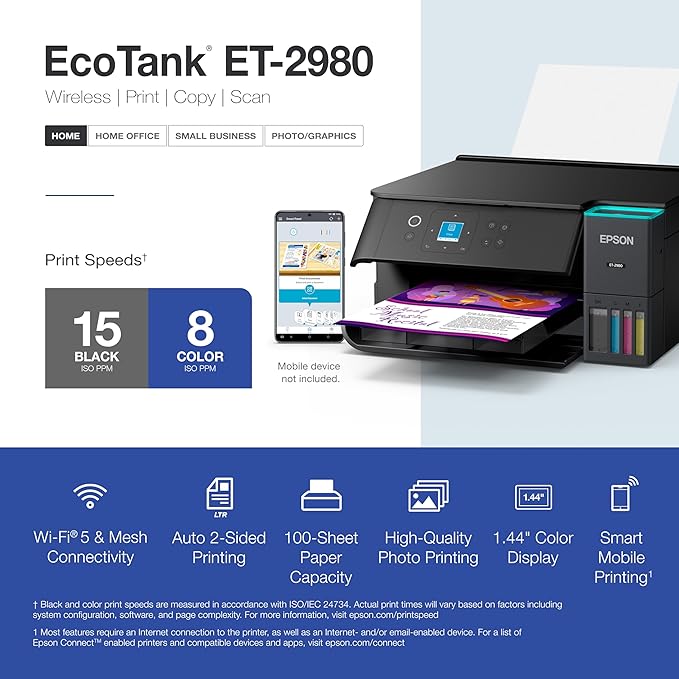 Epson EcoTank ET-2980 Wireless All-in-One Color Supertank Printer - Image 5