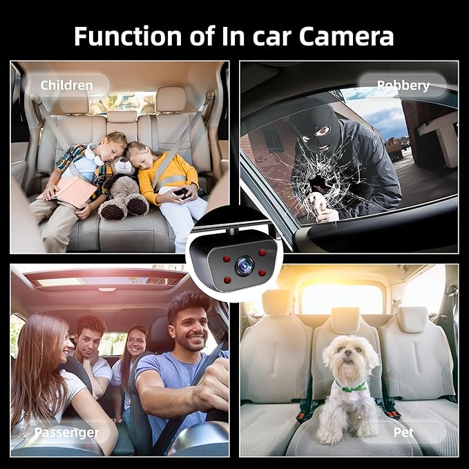 2025 Rear View Mirror Camera, 4 Channel Mirror Dash Cam Front and Rear Inside - Image 4
