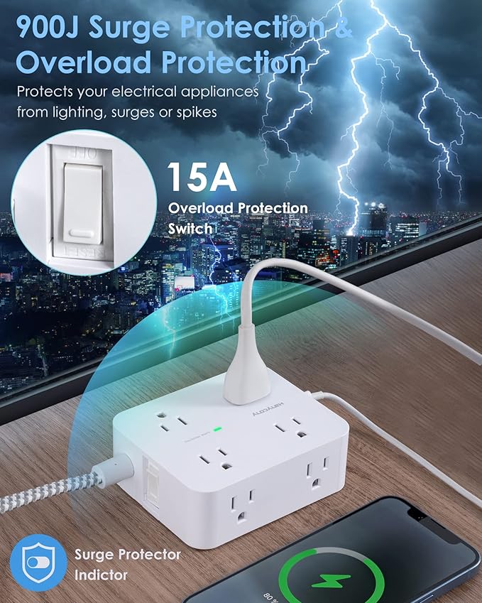 6Ft Surge Protector Power Strip - Image 6
