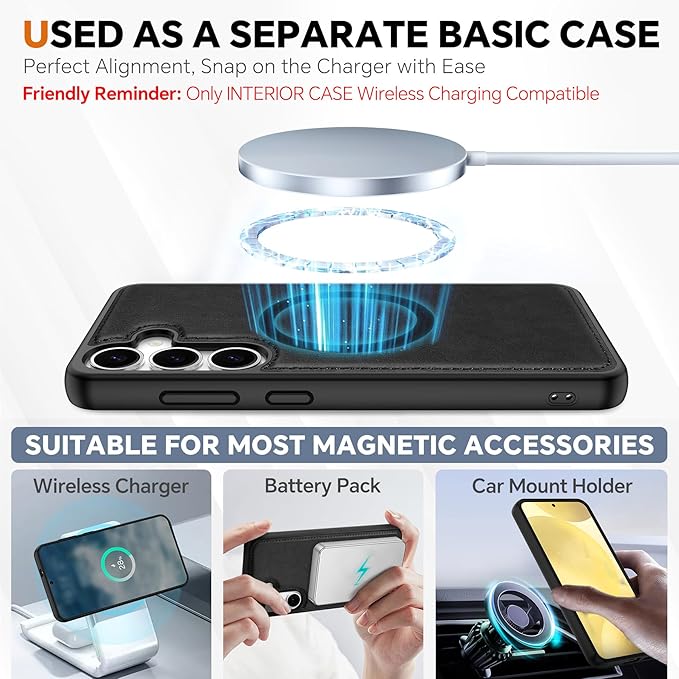 TUCCH Wallet Case for Galaxy S25, Removable 2 in 1 RFID Blocking Wrist Strap - Image 4