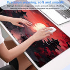 Red and Black Mouse Pad Japanese Desk Mat Gaming Mousepad Extended Large Mouse - Image 4