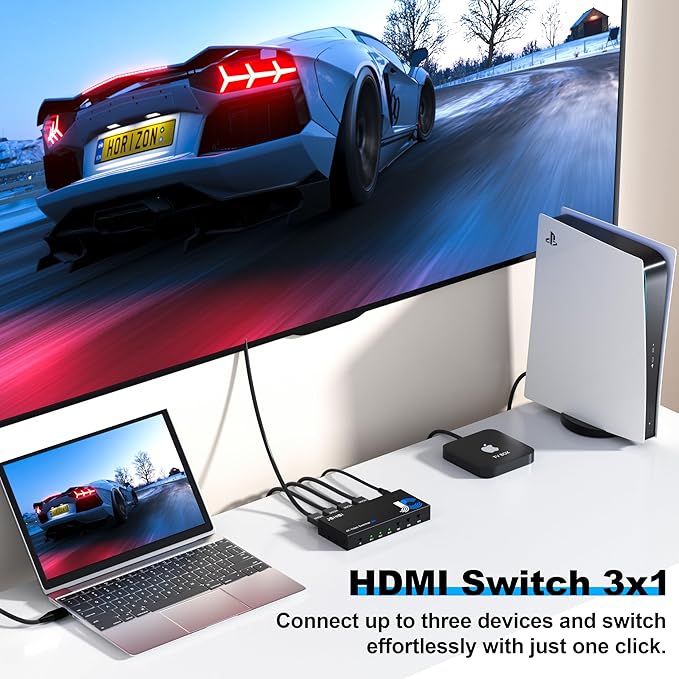 HDMI Switch 3 in 1 Out 4K@60Hz, 3 Ports HDMI Switcher Selector - Image 2