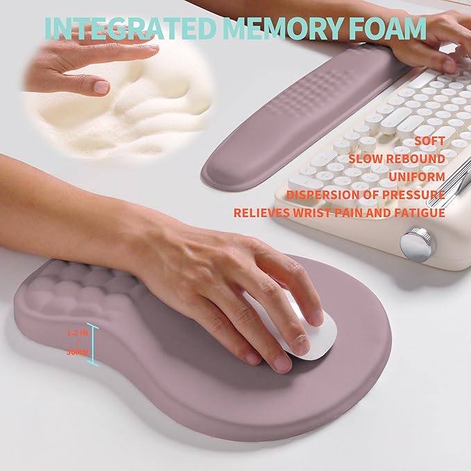 2-in-1 Ergonomic Set, Wave Rise Keyboard Wrist Rest and Massage Bulge Slope - Image 4